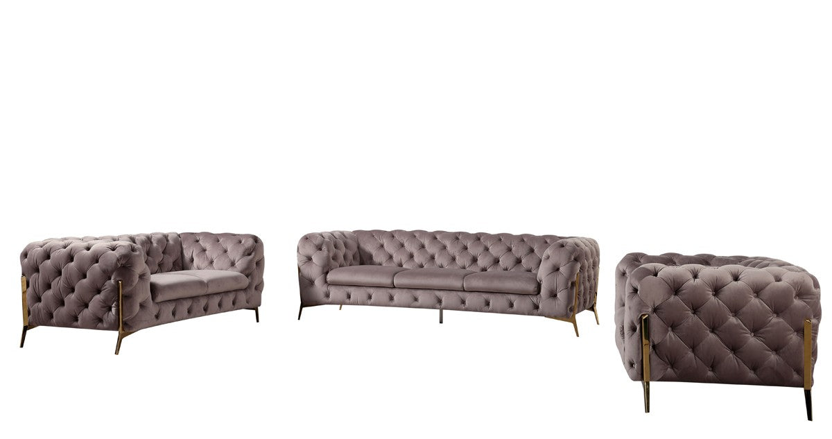 Divani Casa Sheila Modern Silver Fabric Sofa Set