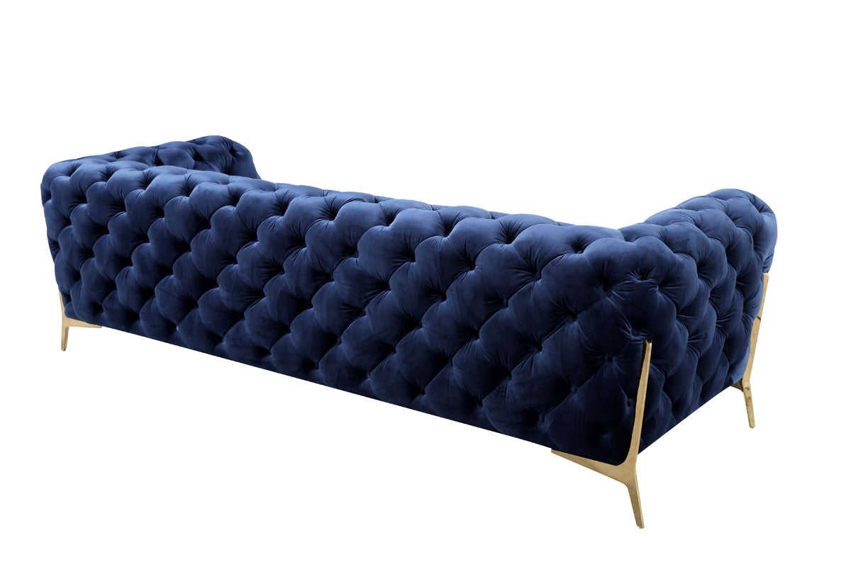 Divani Casa Sheila Modern Dark Blue Fabric Sofa Set