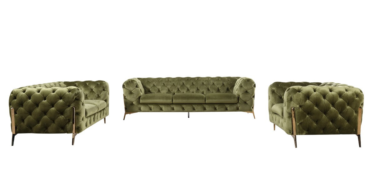 Divani Casa Sheila Modern Green Fabric Sofa Set