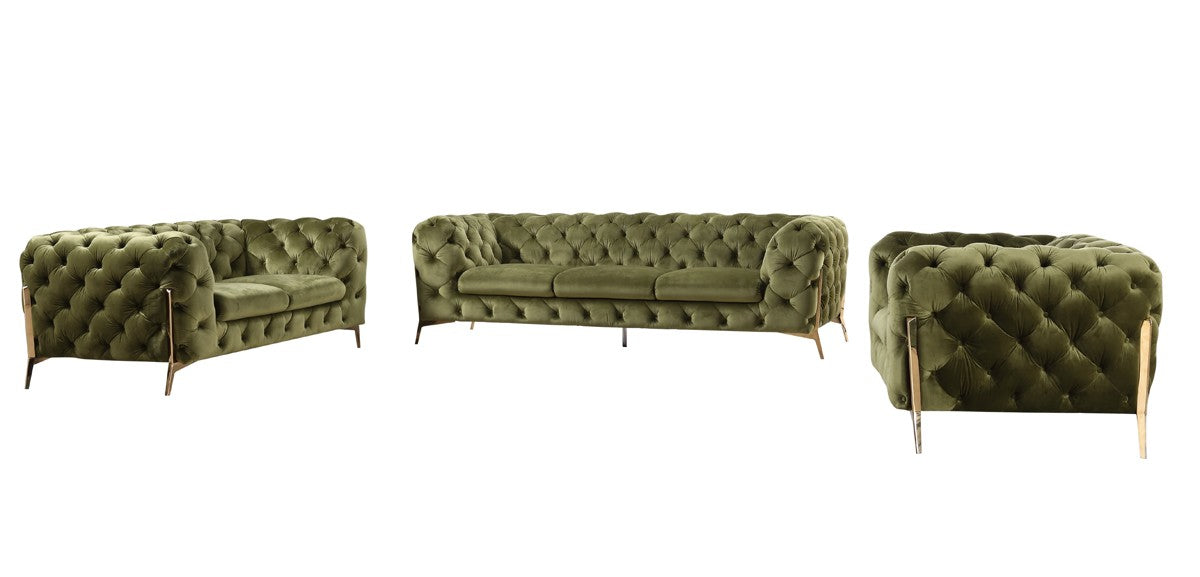 Divani Casa Sheila Modern Green Fabric Sofa Set