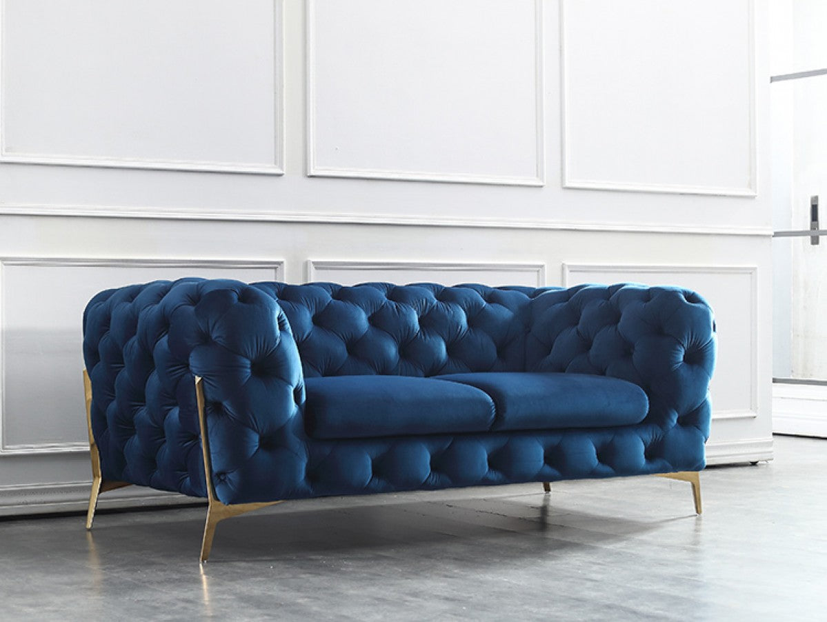 Divani Casa Sheila Modern Dark Blue Fabric Sofa Set