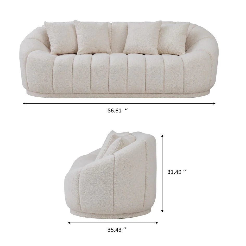 Forrester Sofa Modern Japandi Style Tight Back White Boucle