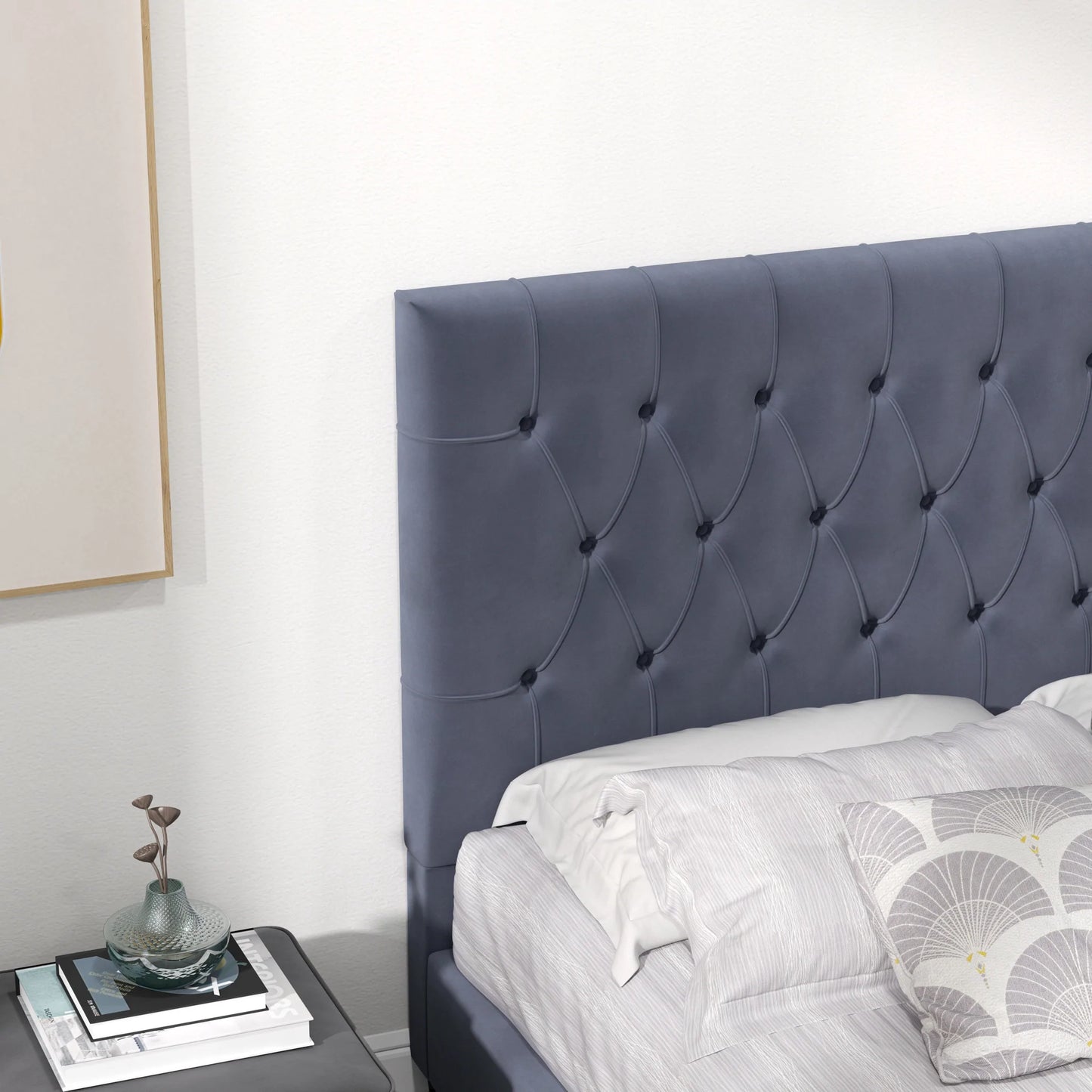 Eldridge Platform Bed - Gray Velvet