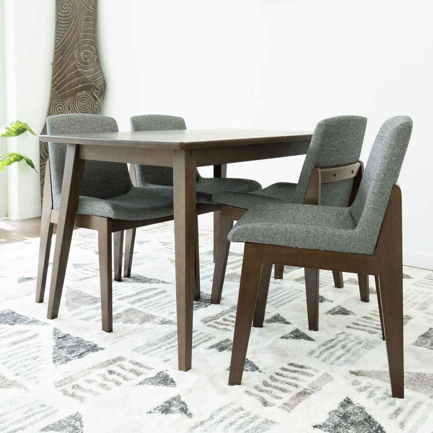 Small Adira Dining set with 4 Ohio Dark Grey Dining Chairs (Walnut)