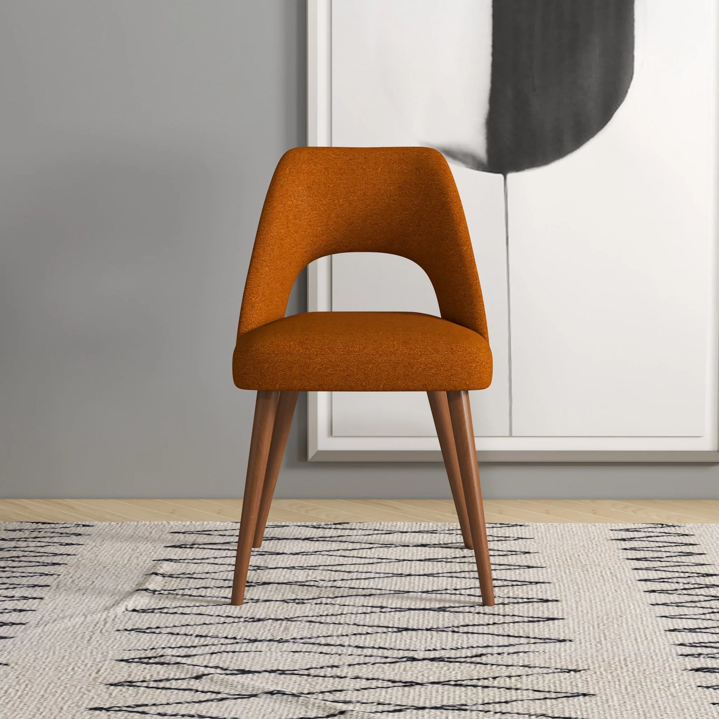 Ariana Modern Dining Chair (Burnt Orange Boucle)