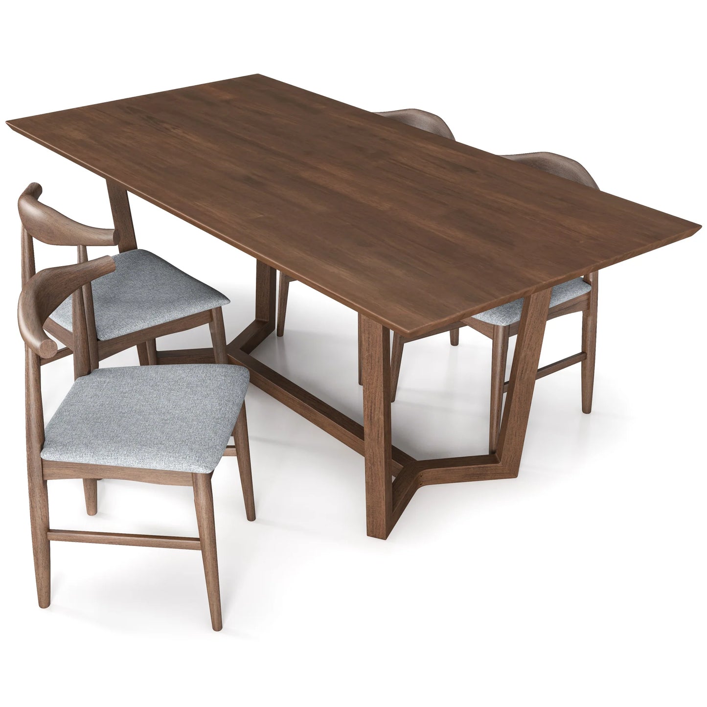 Rolda Dining set with 4 Winston Dining Chairs (Gray Fabric)