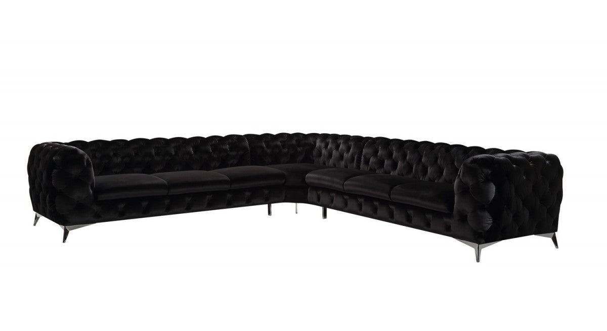 Divani Casa Delilah - Modern Black Fabric Sectional Sofa