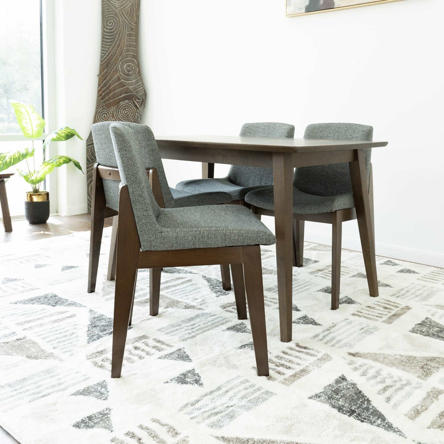 Small Adira Dining set with 4 Ohio Dark Grey Dining Chairs (Walnut)