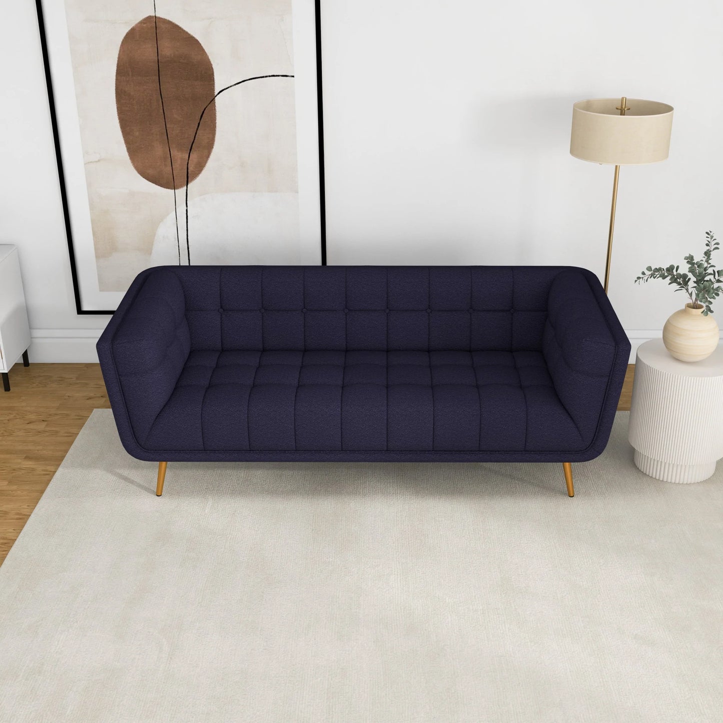 Kano Sofa (Large - Dark Blue Boucle with Metal Feet)