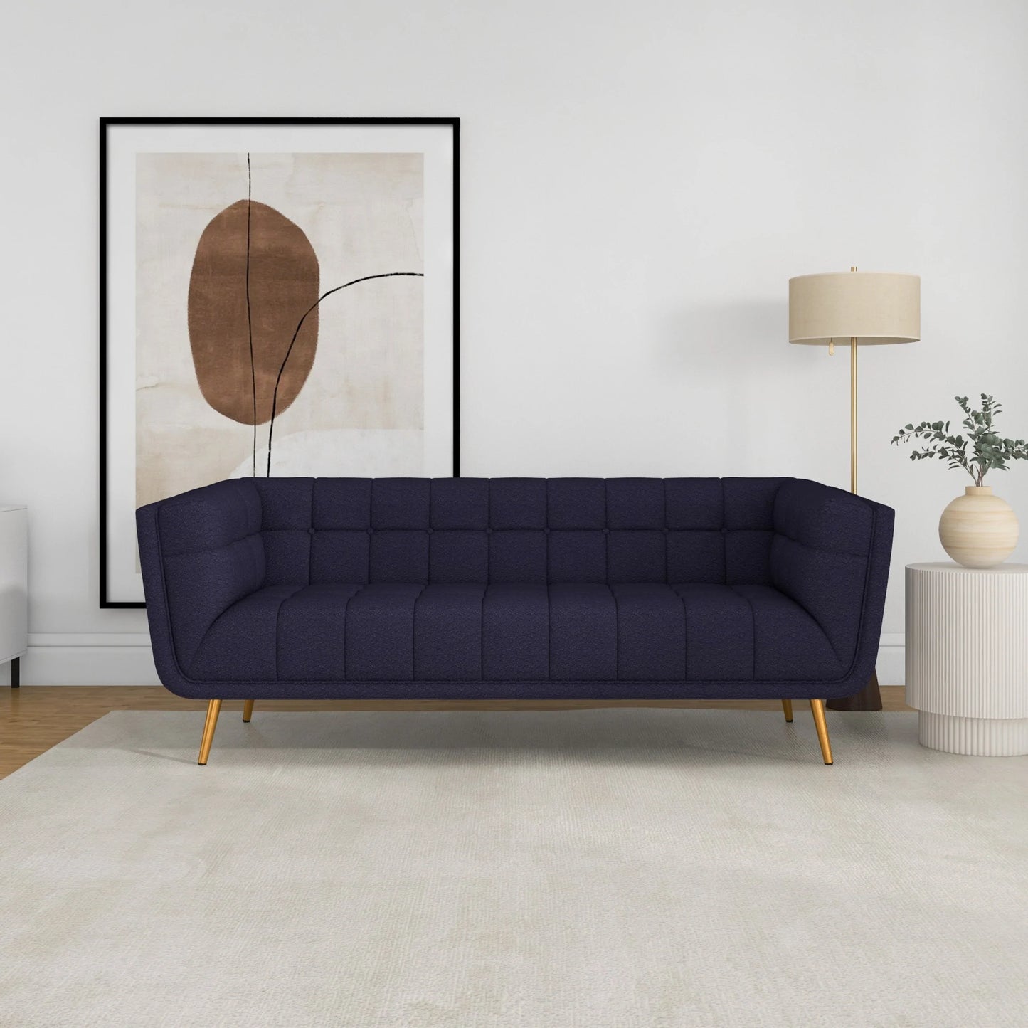 Kano Sofa (Large - Dark Blue Boucle with Metal Feet)