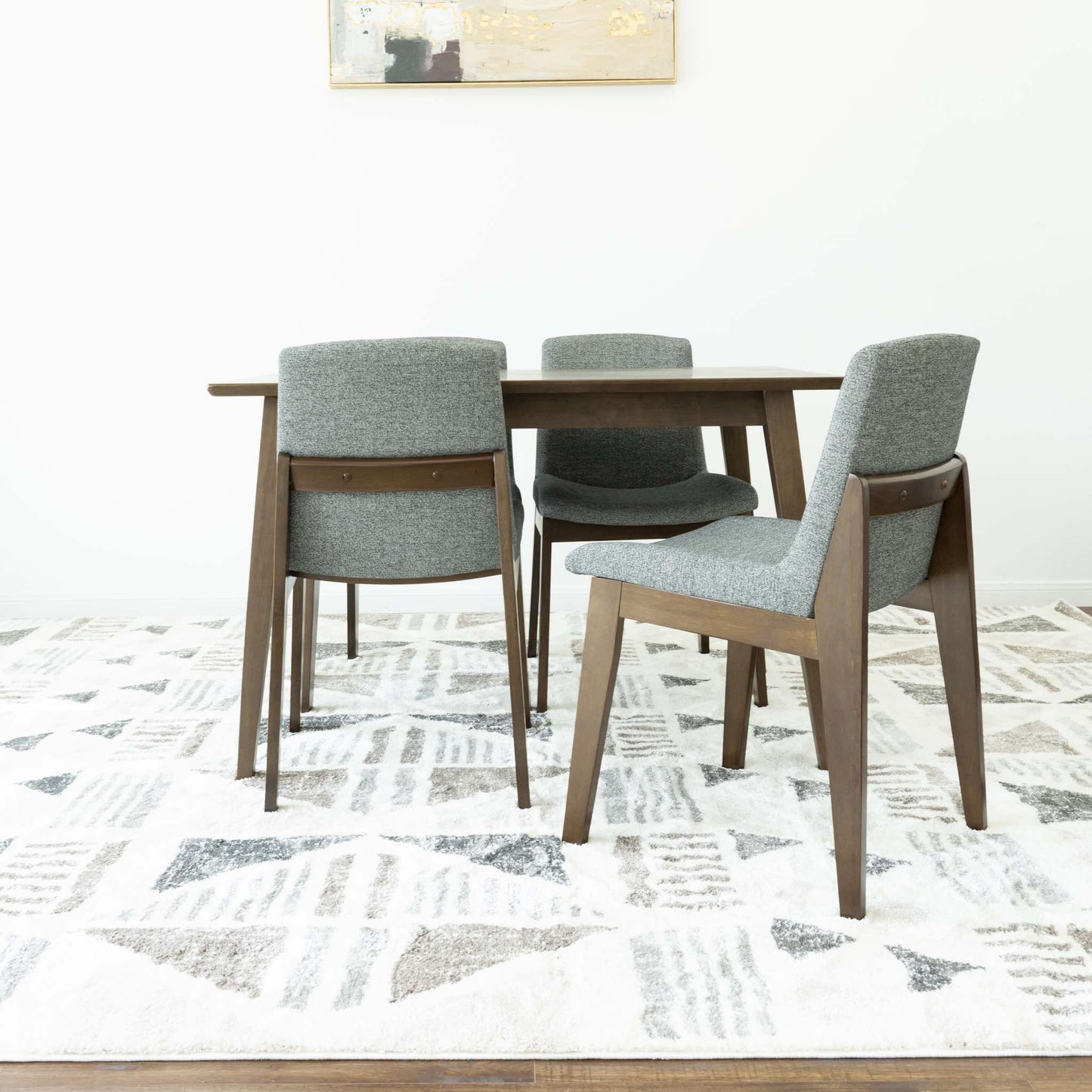 Small Adira Dining set with 4 Ohio Dark Grey Dining Chairs (Walnut)