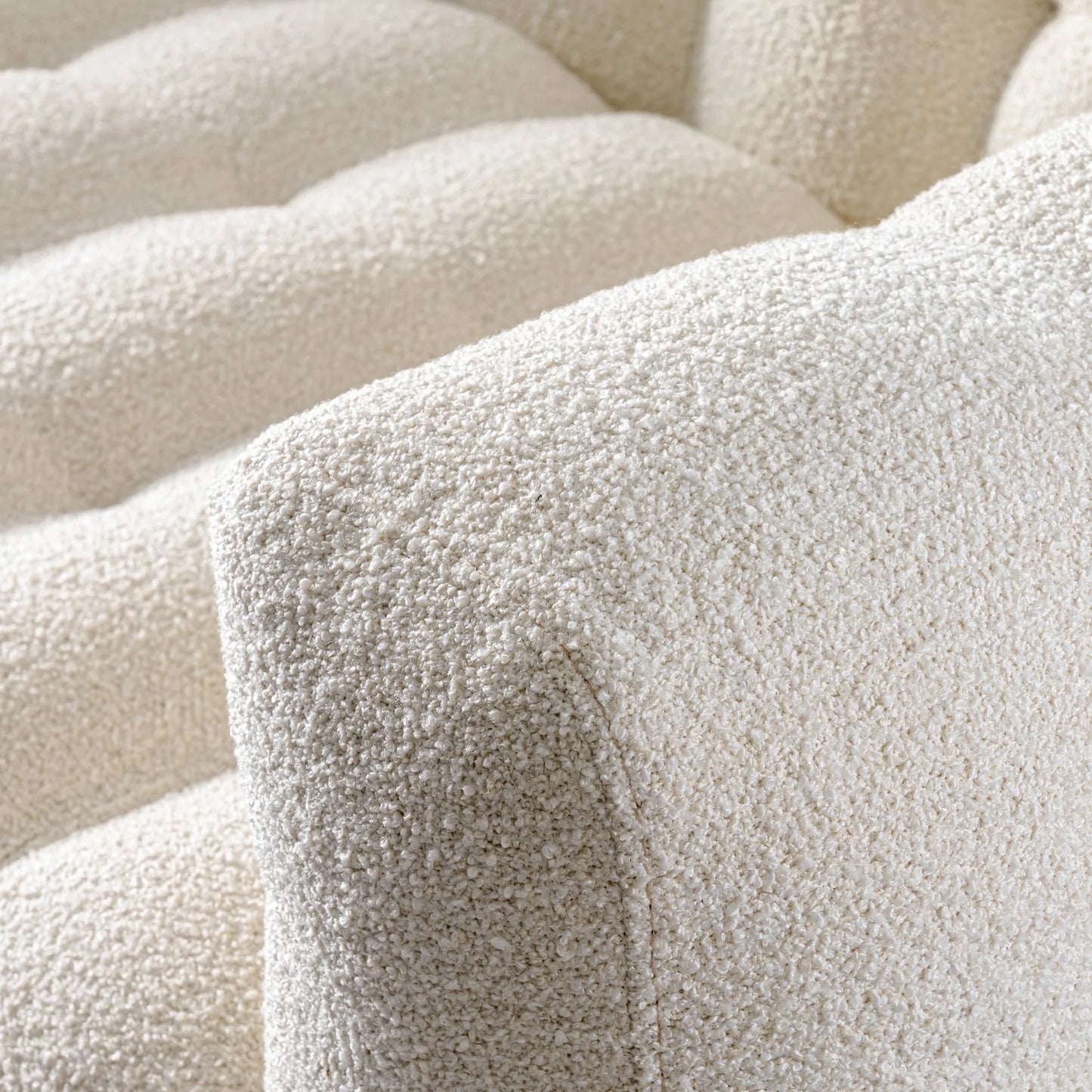 Puffydik Modern Sofas Tufted Boucle Fabric in Cream