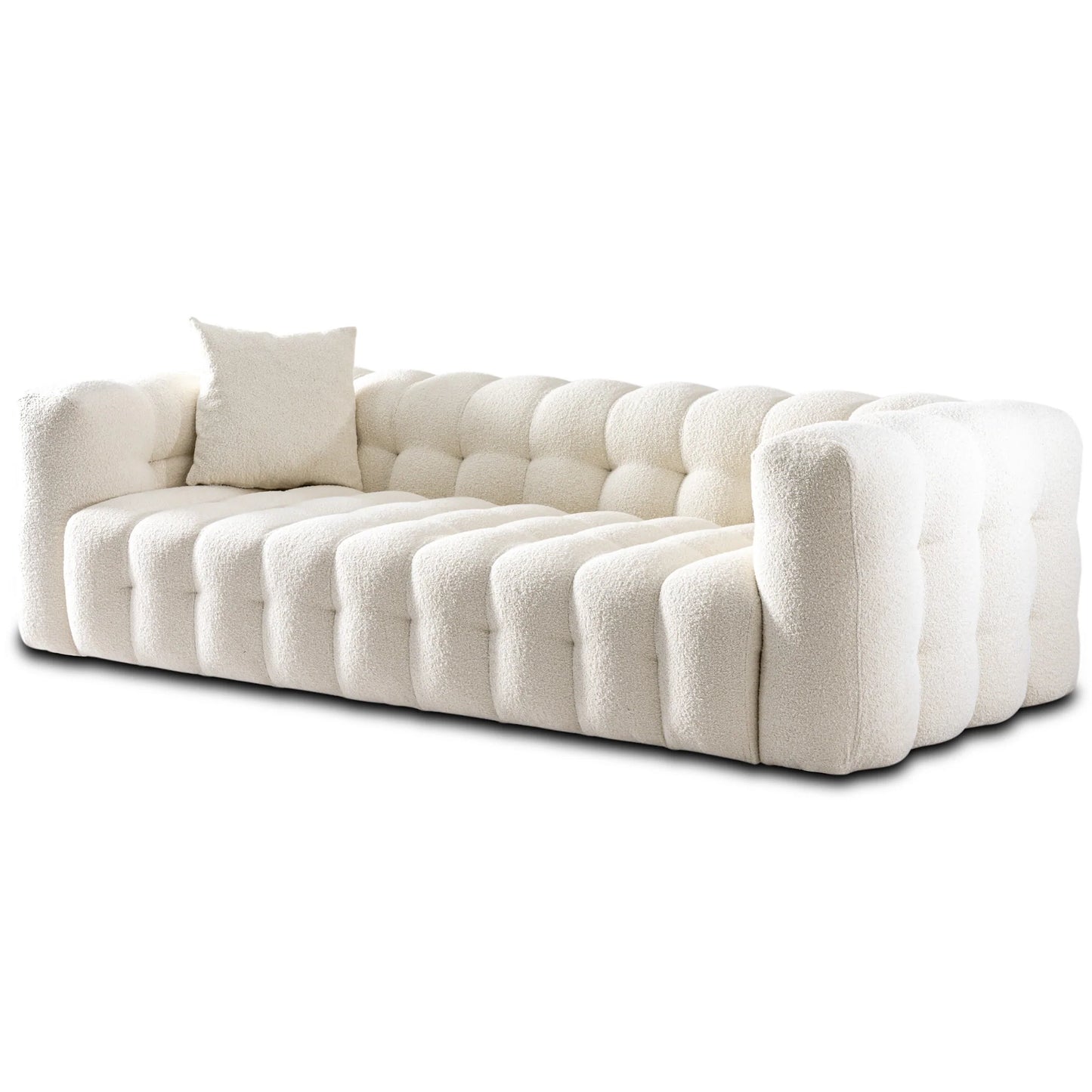 Puffydik Modern Sofas Tufted Boucle Fabric in Cream
