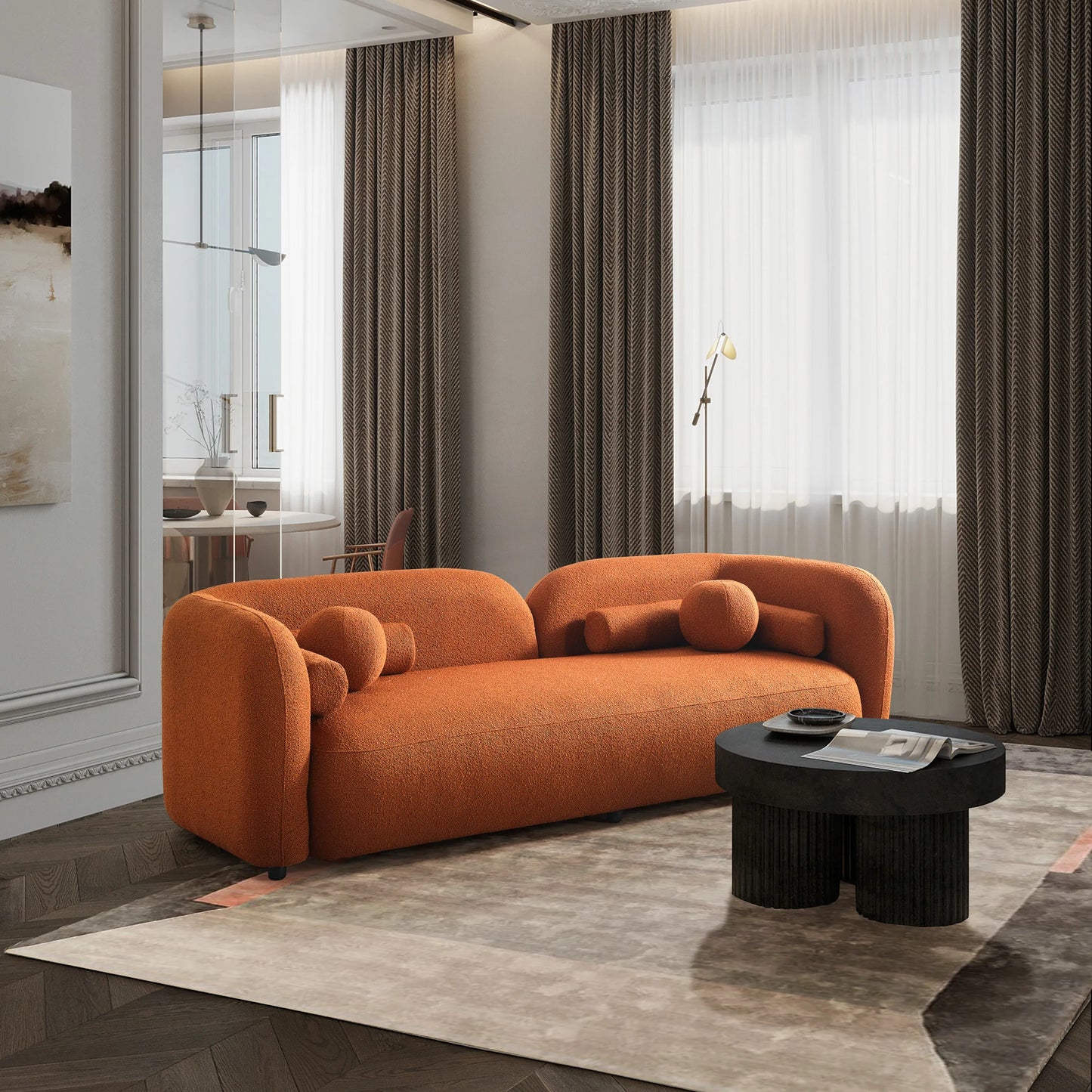 Bodrum Sofa (Burnt Orange Boucle)