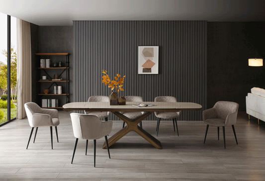 9368 Table Taupe With 4 Chairs
