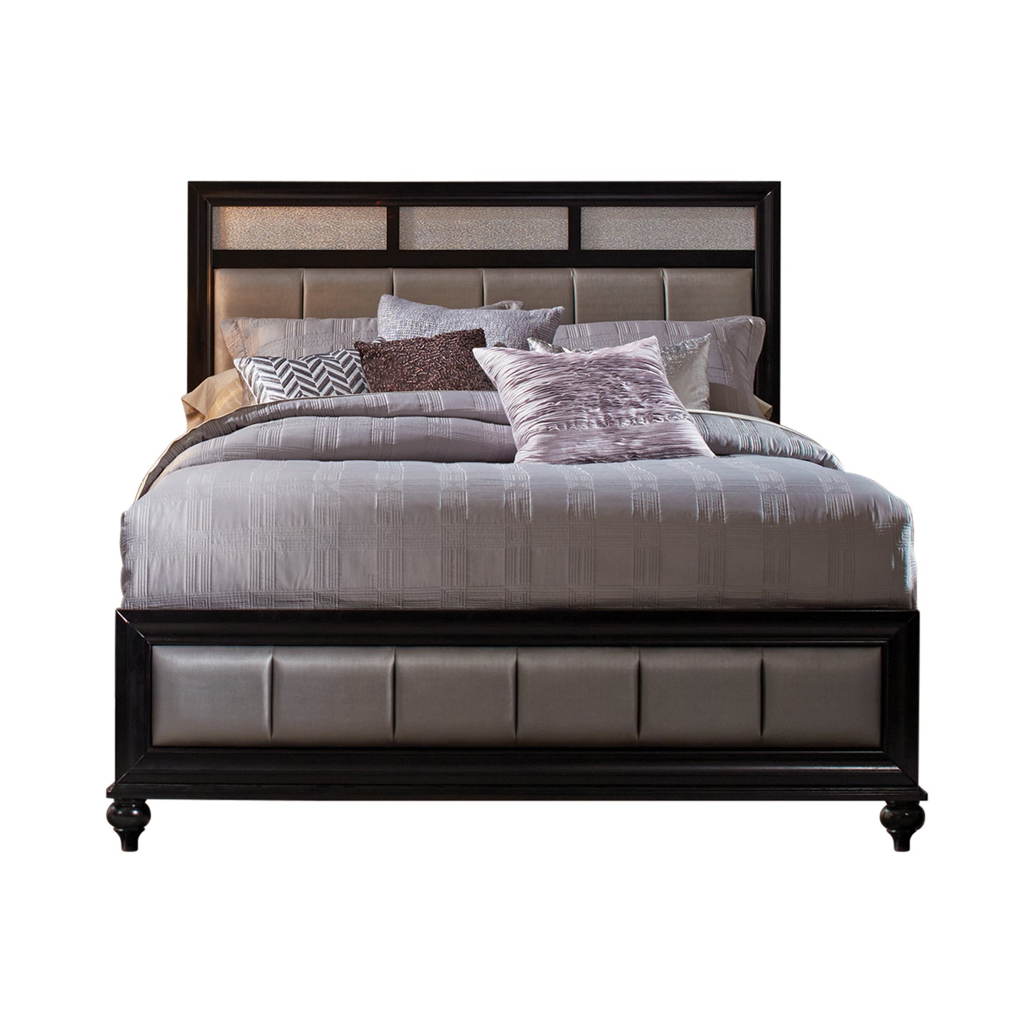 Barzini Bedroom Set With Upholstered Headboard Black- 200891