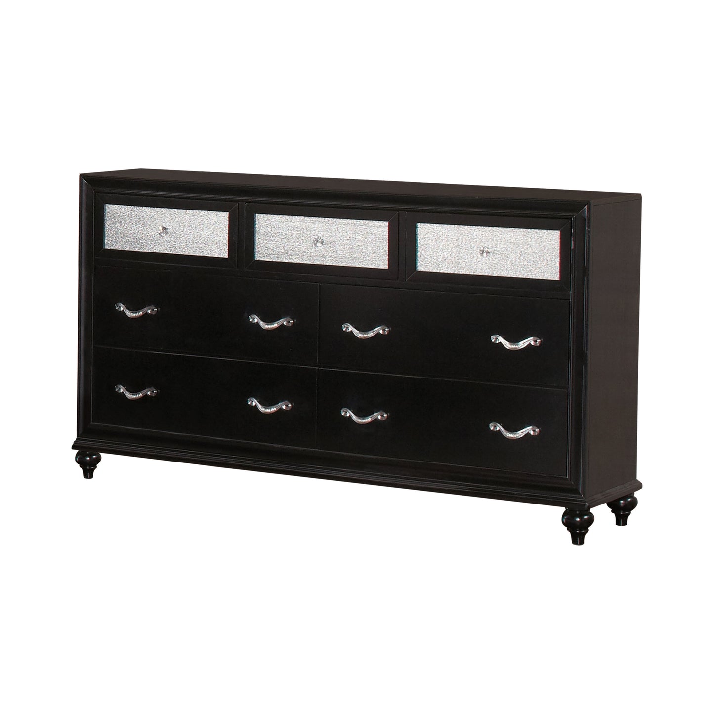 Barzini Bedroom Set With Upholstered Headboard Black- 200891