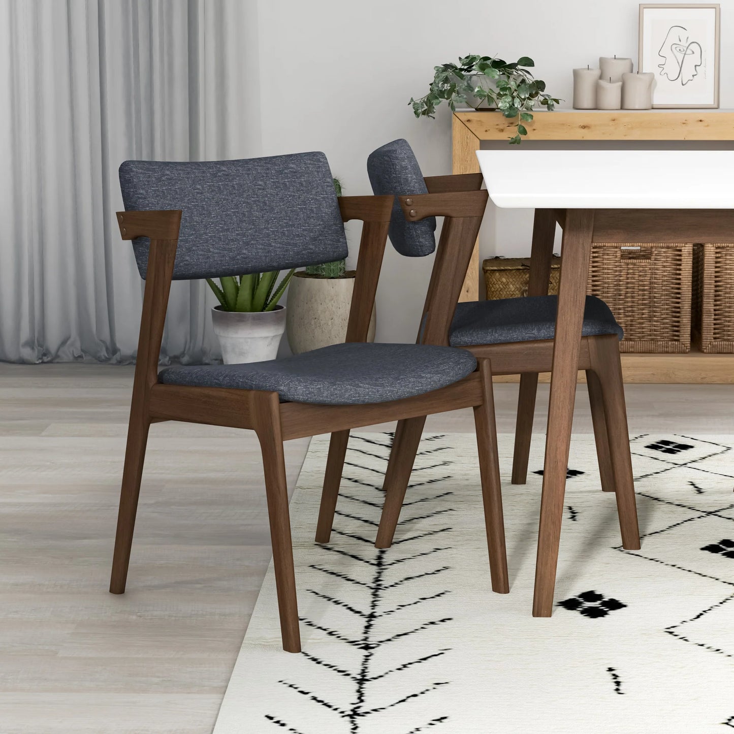 Adira (Small - White) Dining Set with 4 Ricco (Dark Grey) Dining Chairs