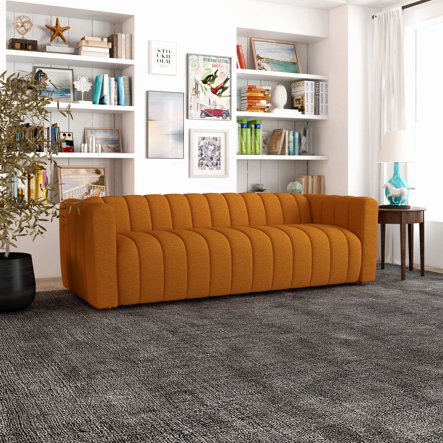 Clara Sofa (Burnt Orange Boucle)