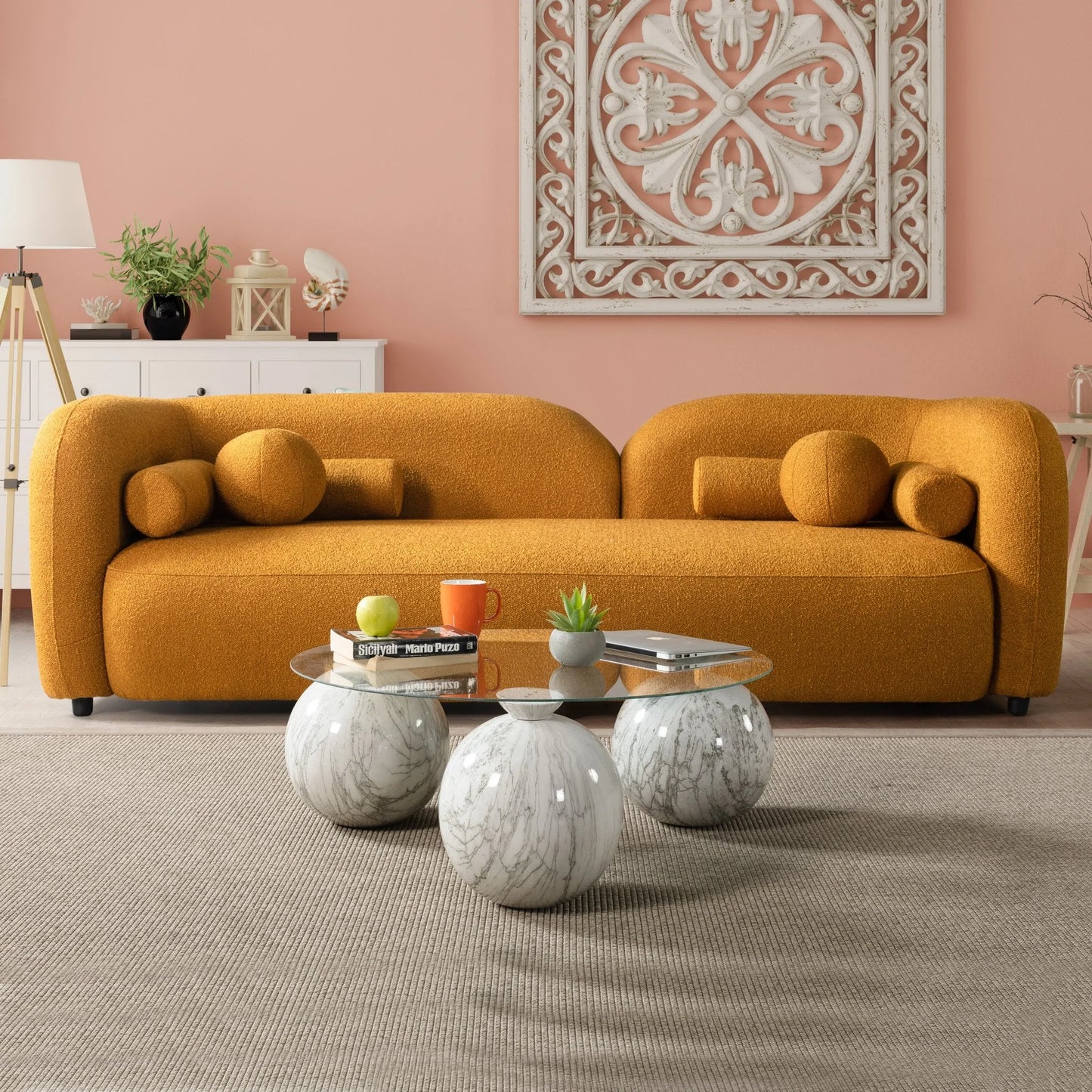 Bodrum Dark Yellow Boucle Sofa