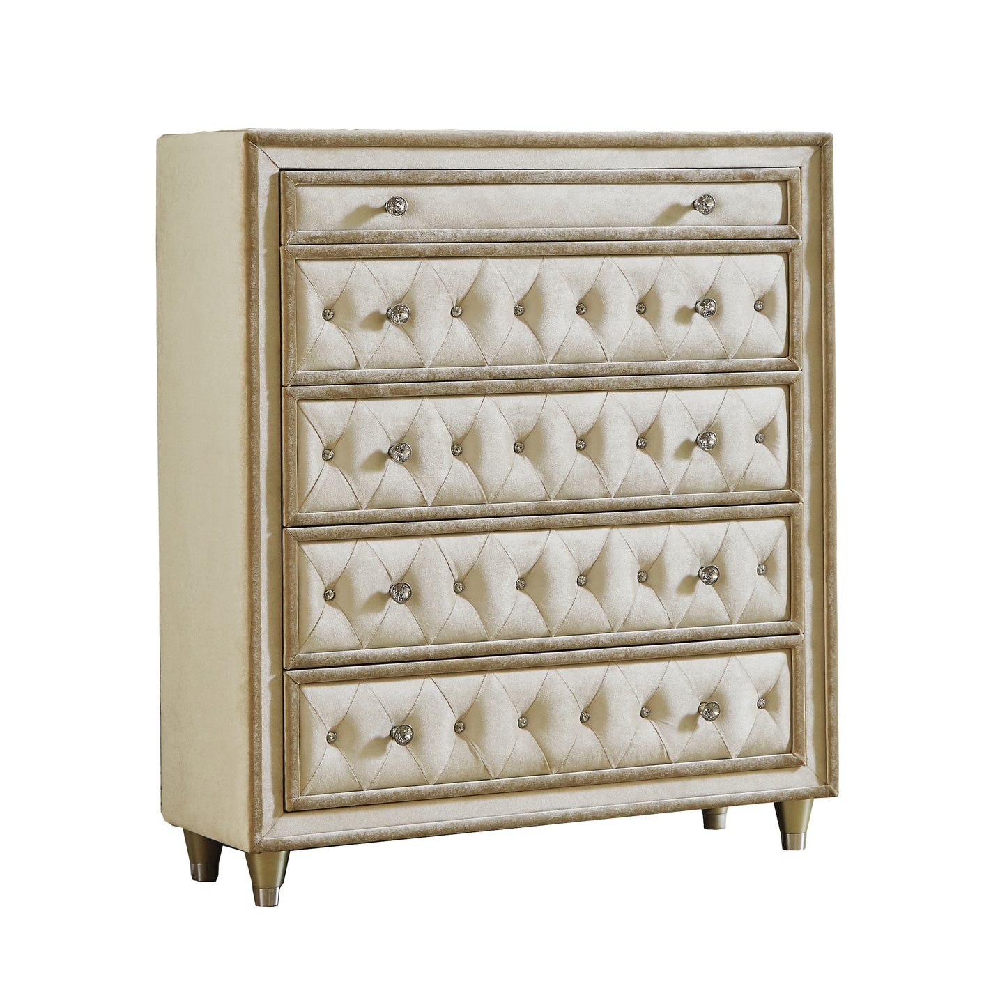 Antonella Upholstered Tufted Bedroom Set Ivory And Camel - 223521