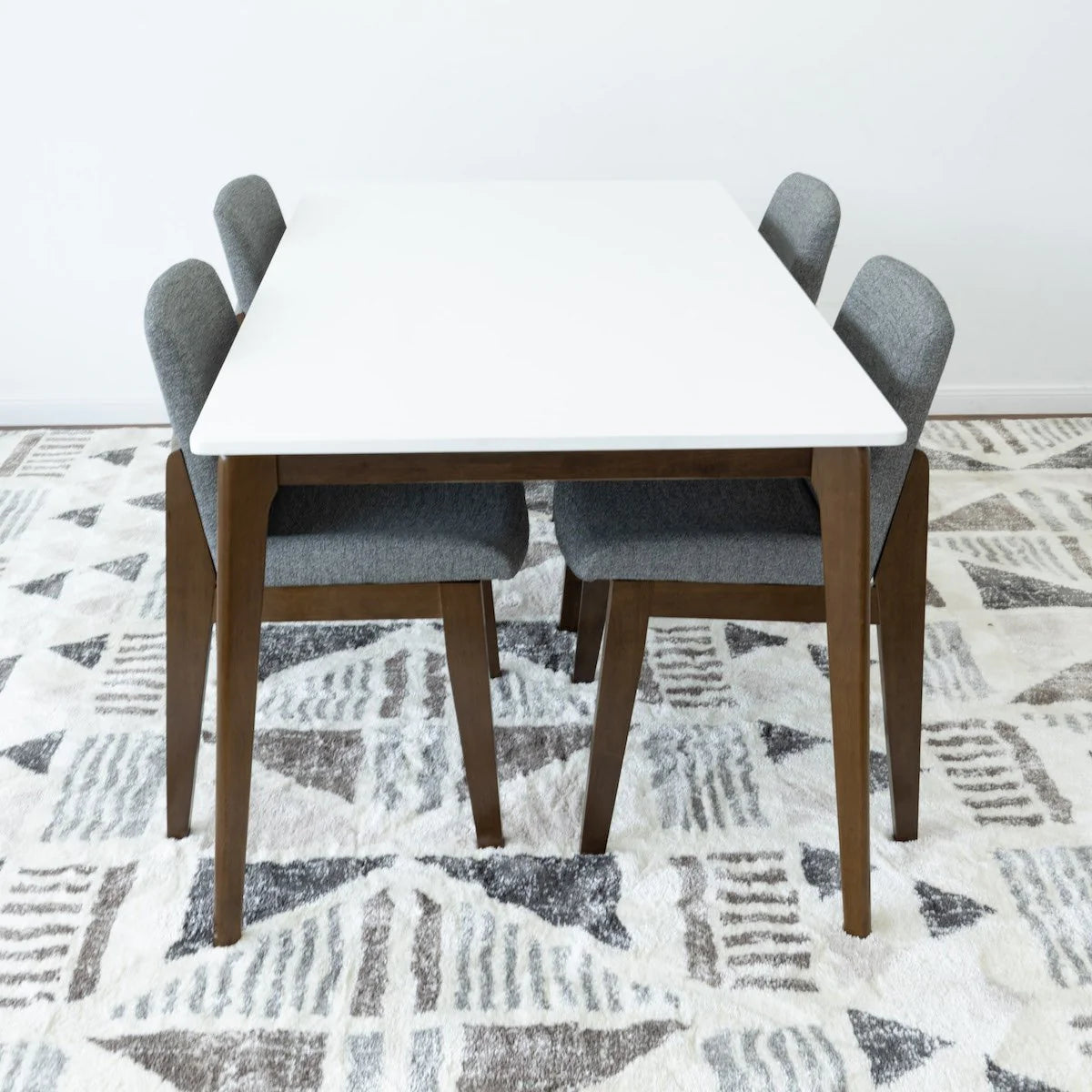Selena Dining set with 4 Ohio Dark Grey Dining Chairs (White)