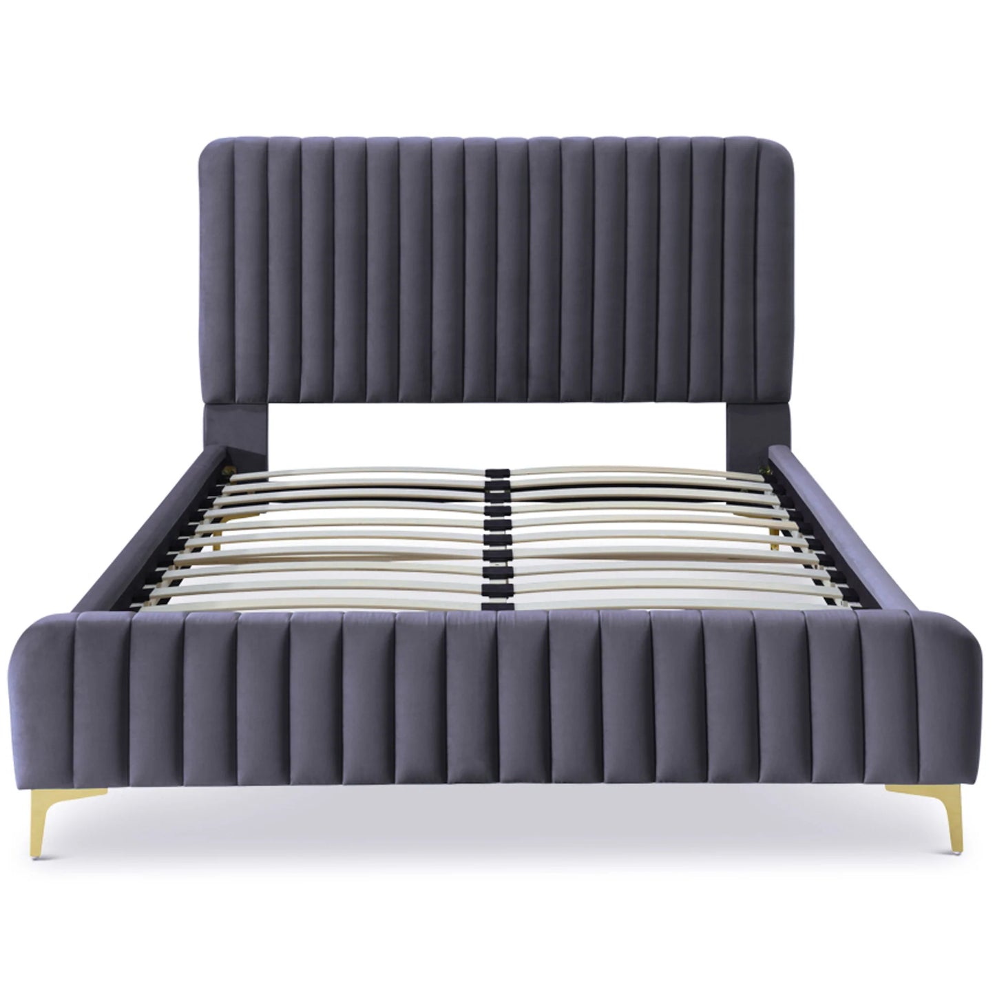 Angela Grey Velvet Platform Bed Queen - Cognac Velvet