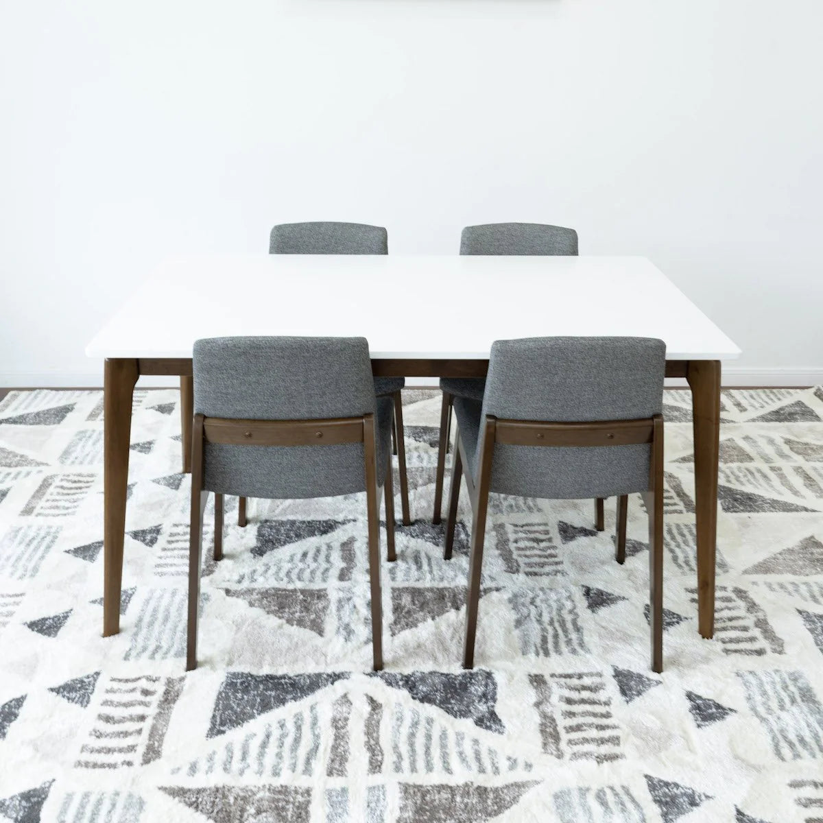 Selena Dining set with 4 Ohio Dark Grey Dining Chairs (White)