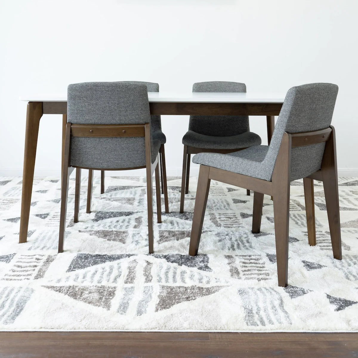 Selena Dining set with 4 Ohio Dark Grey Dining Chairs (White)