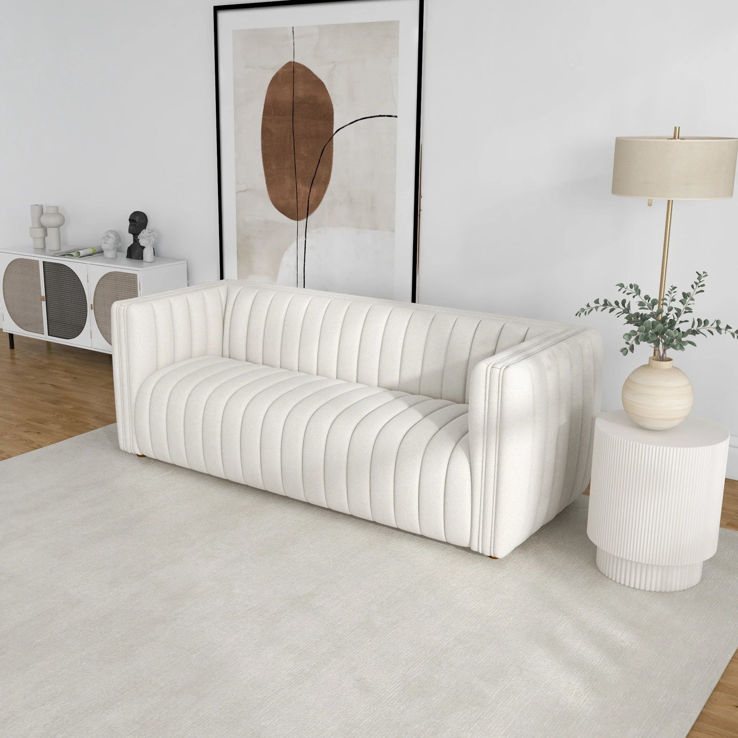 Rosslyn Sofa (White Boucle Fabric)