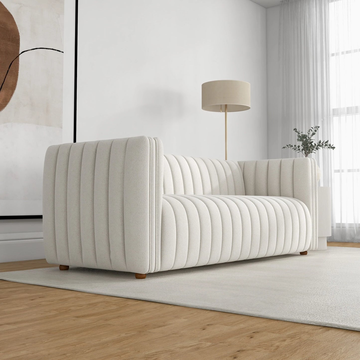 Rosslyn Sofa (White Boucle Fabric)