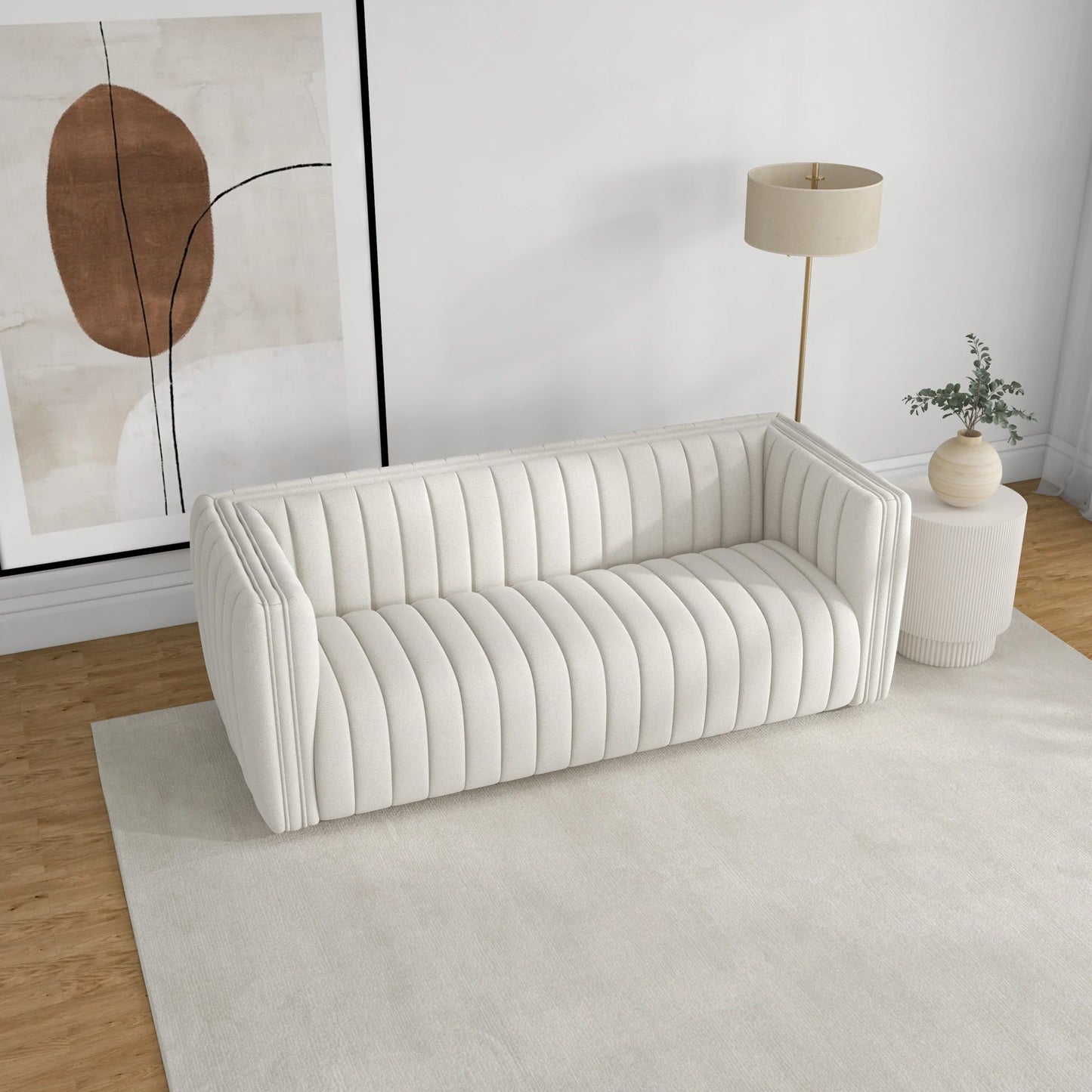 Rosslyn Sofa (White Boucle Fabric)