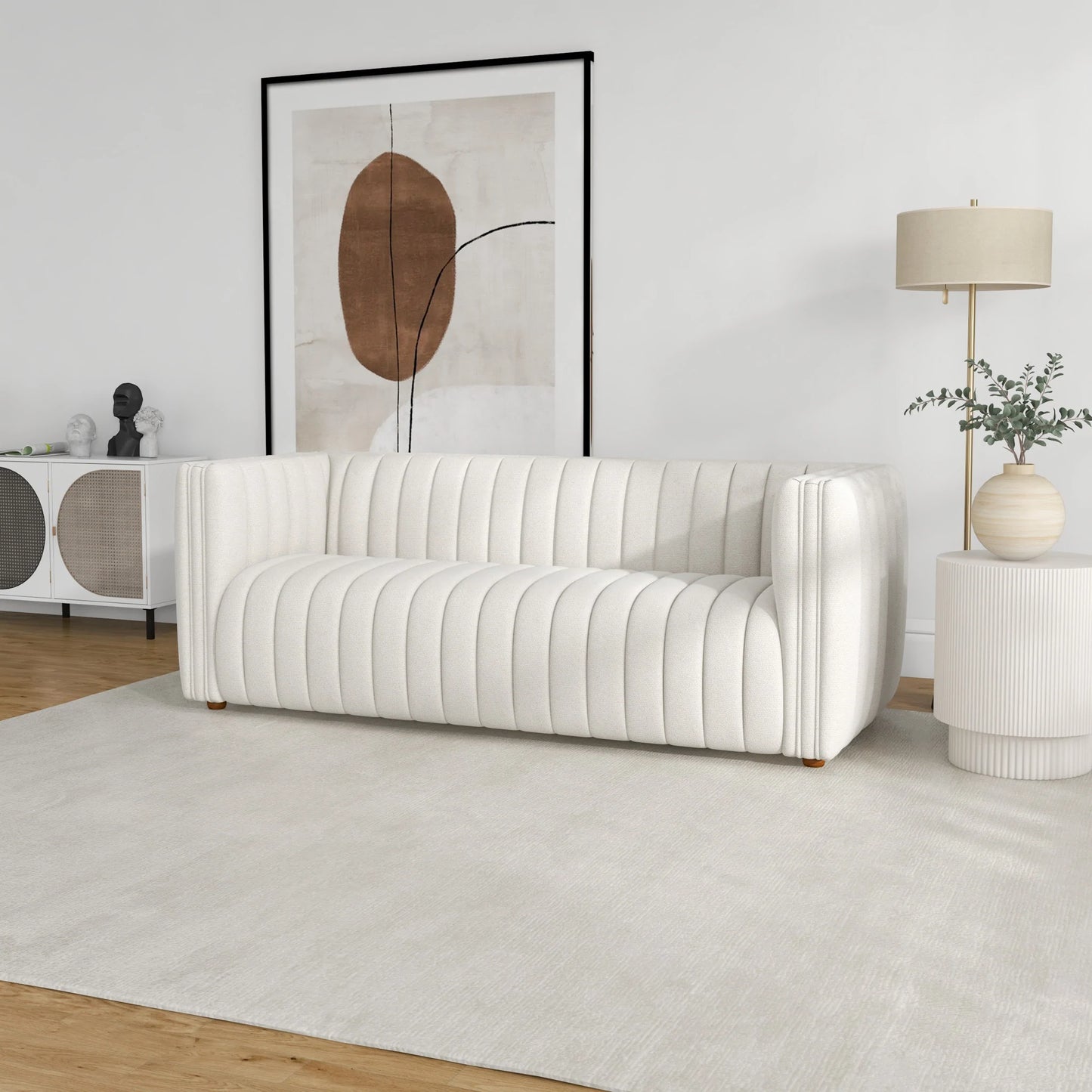 Rosslyn Sofa (White Boucle Fabric)