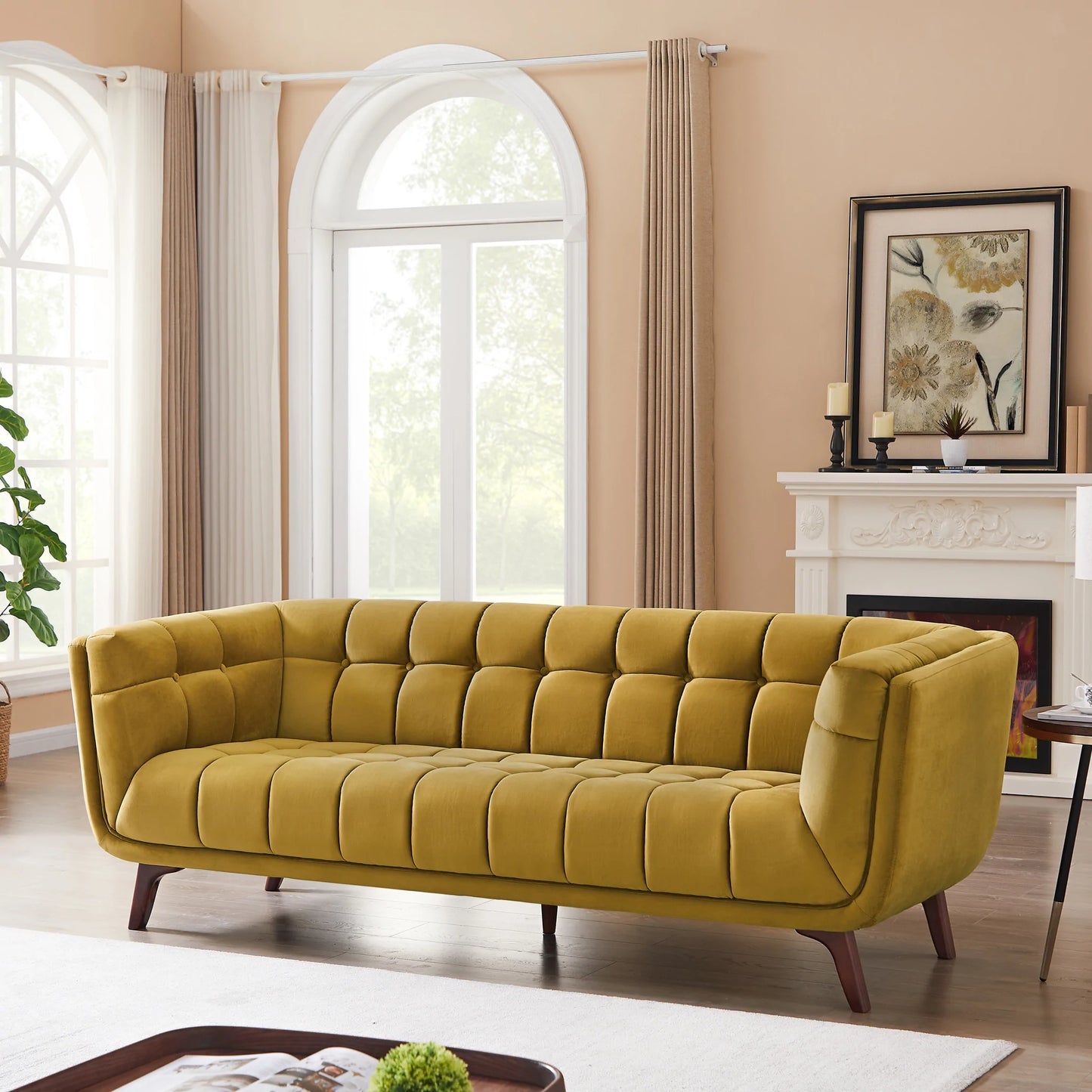 Kano Large Gold Velvet Sofa