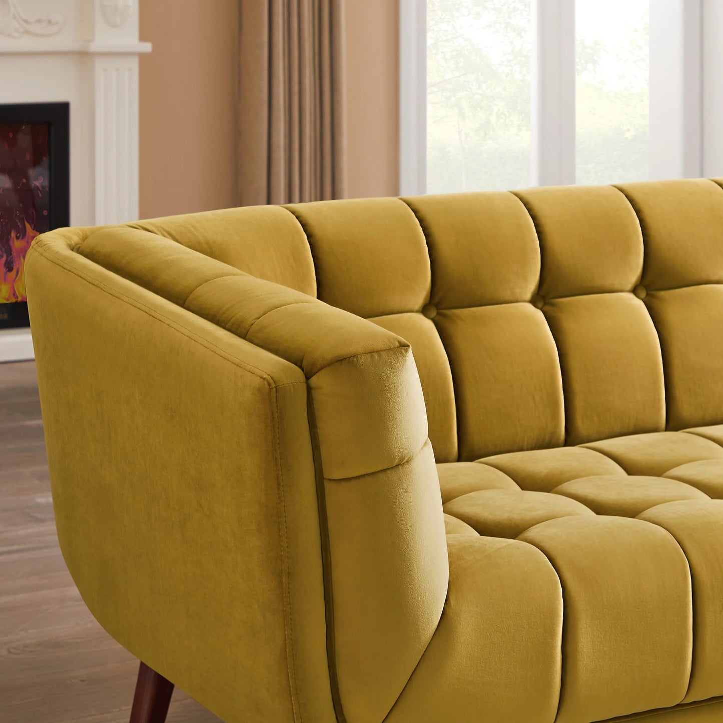 Kano Large Gold Velvet Sofa