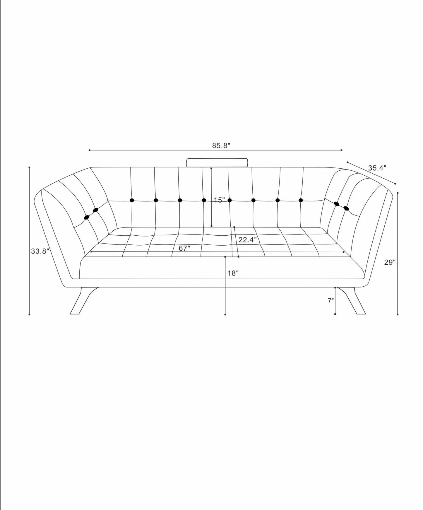 Kano Large Seaside Gray Fabric Sofa