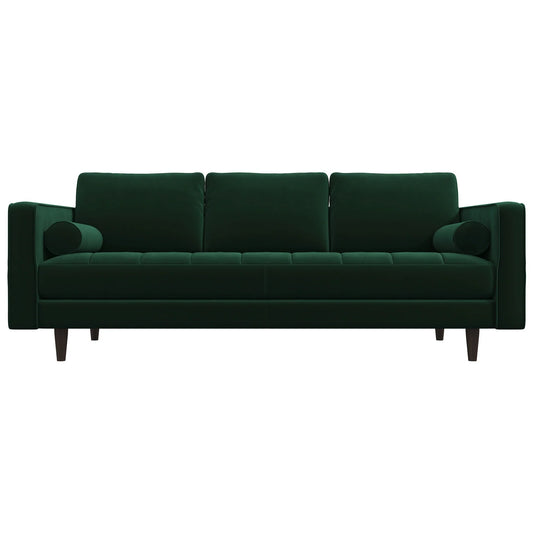 Tessa Dark Green Velvet Sofa 84"