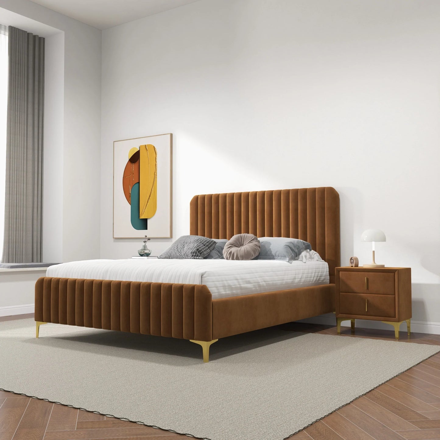 Angela Grey Velvet Platform Bed