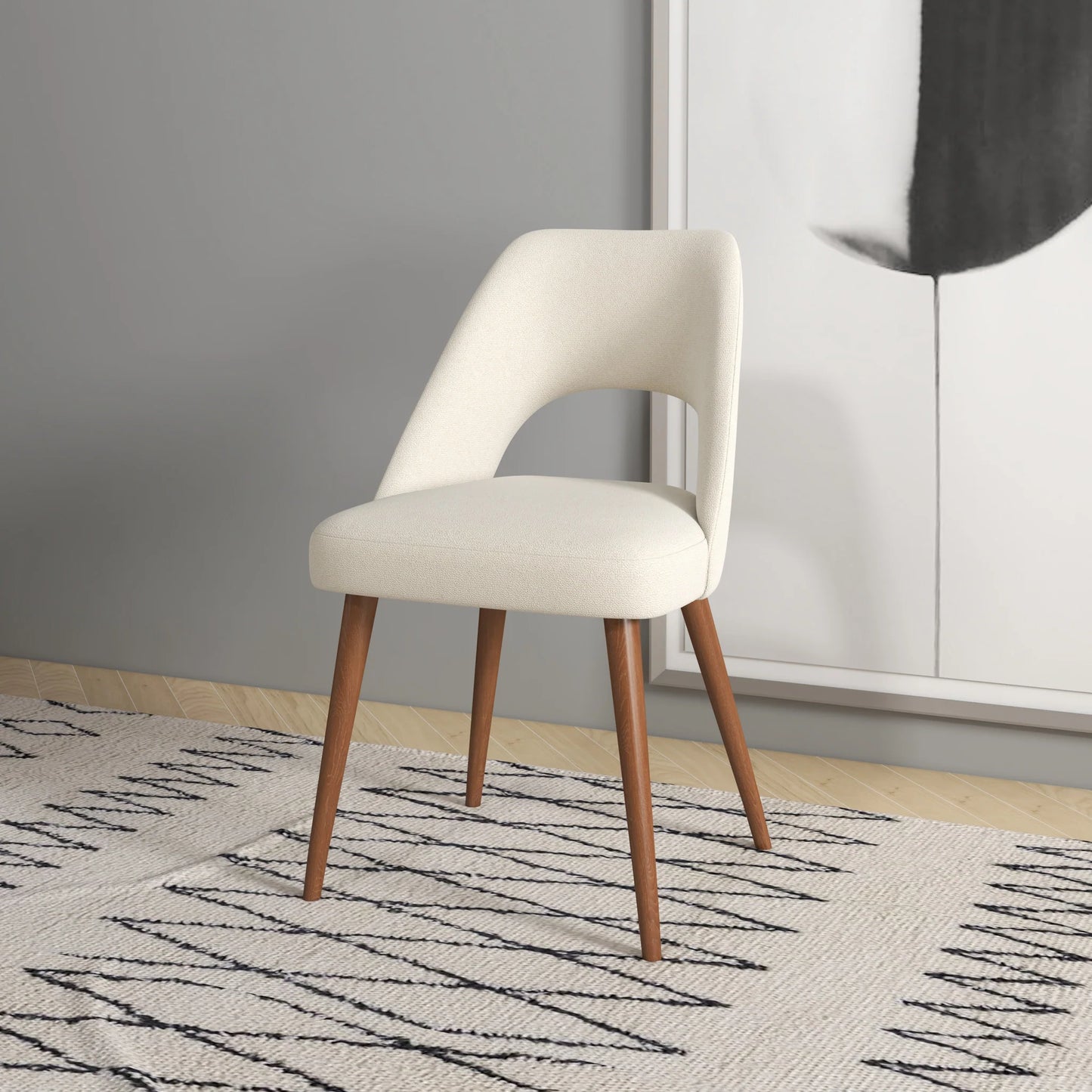 Ariana Modern Dining Chair (White Boucle)