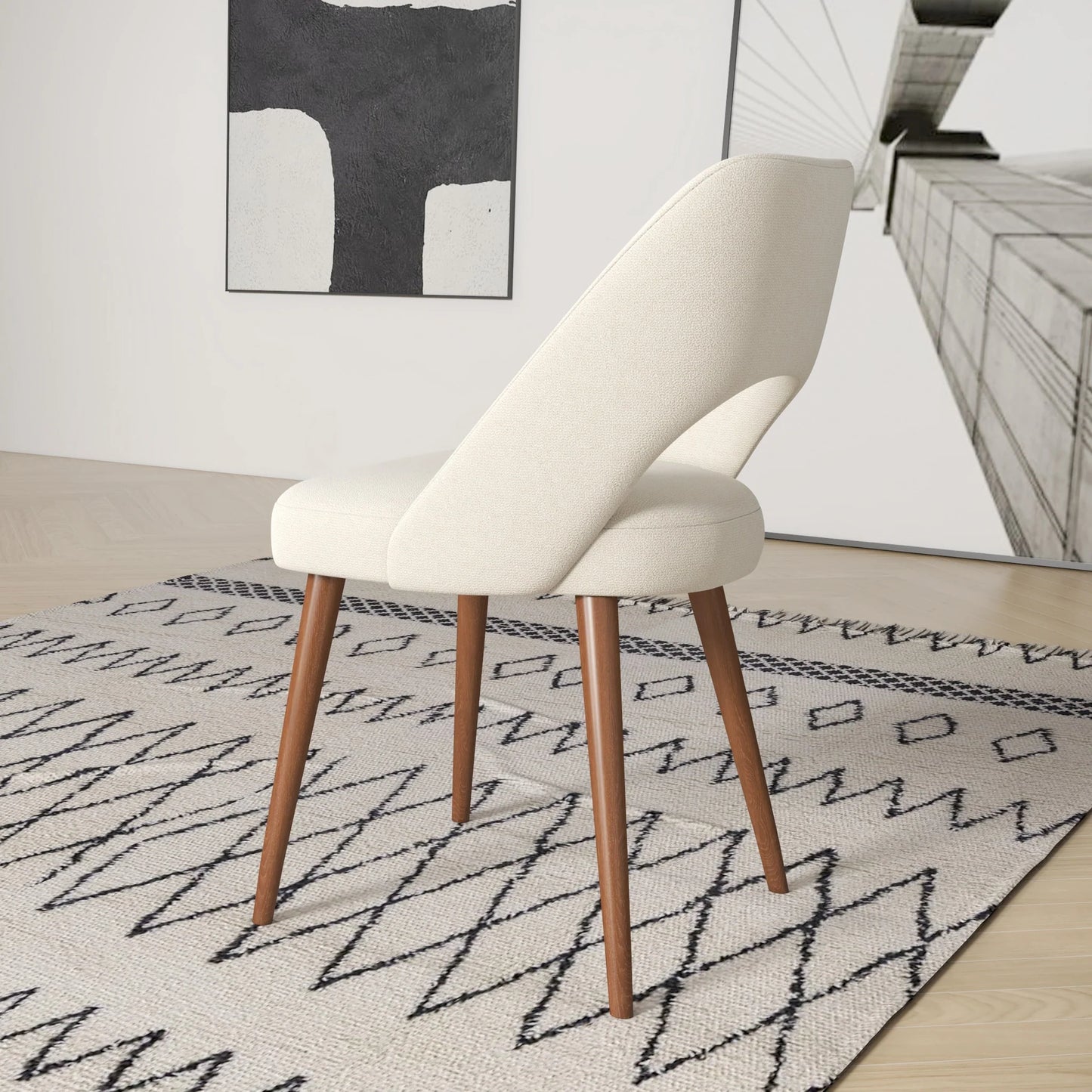 Ariana Modern Dining Chair (White Boucle)