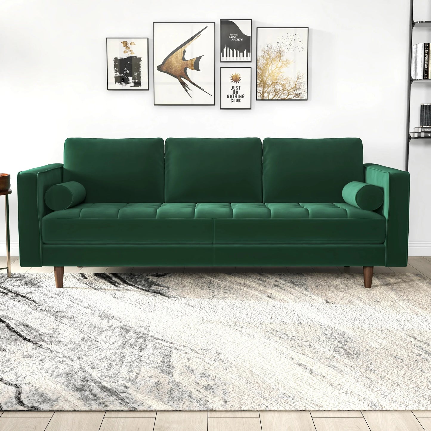 Tessa Dark Green Velvet Sofa 84"
