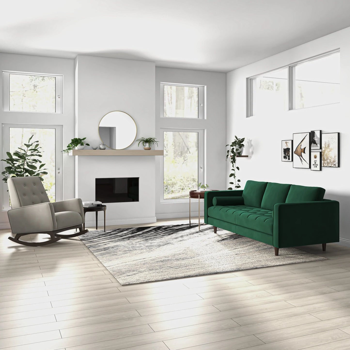 Tessa Dark Green Velvet Sofa 84"