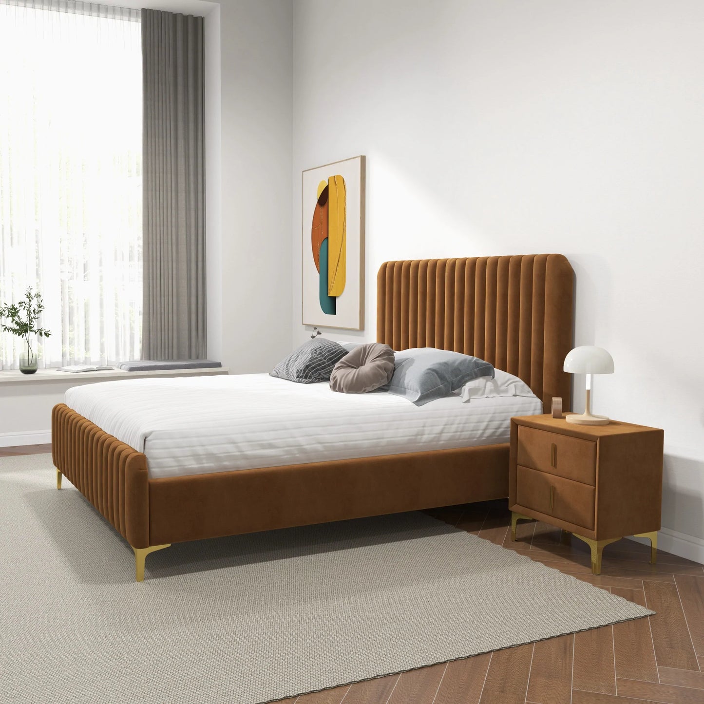 Angela Grey Velvet Platform Bed