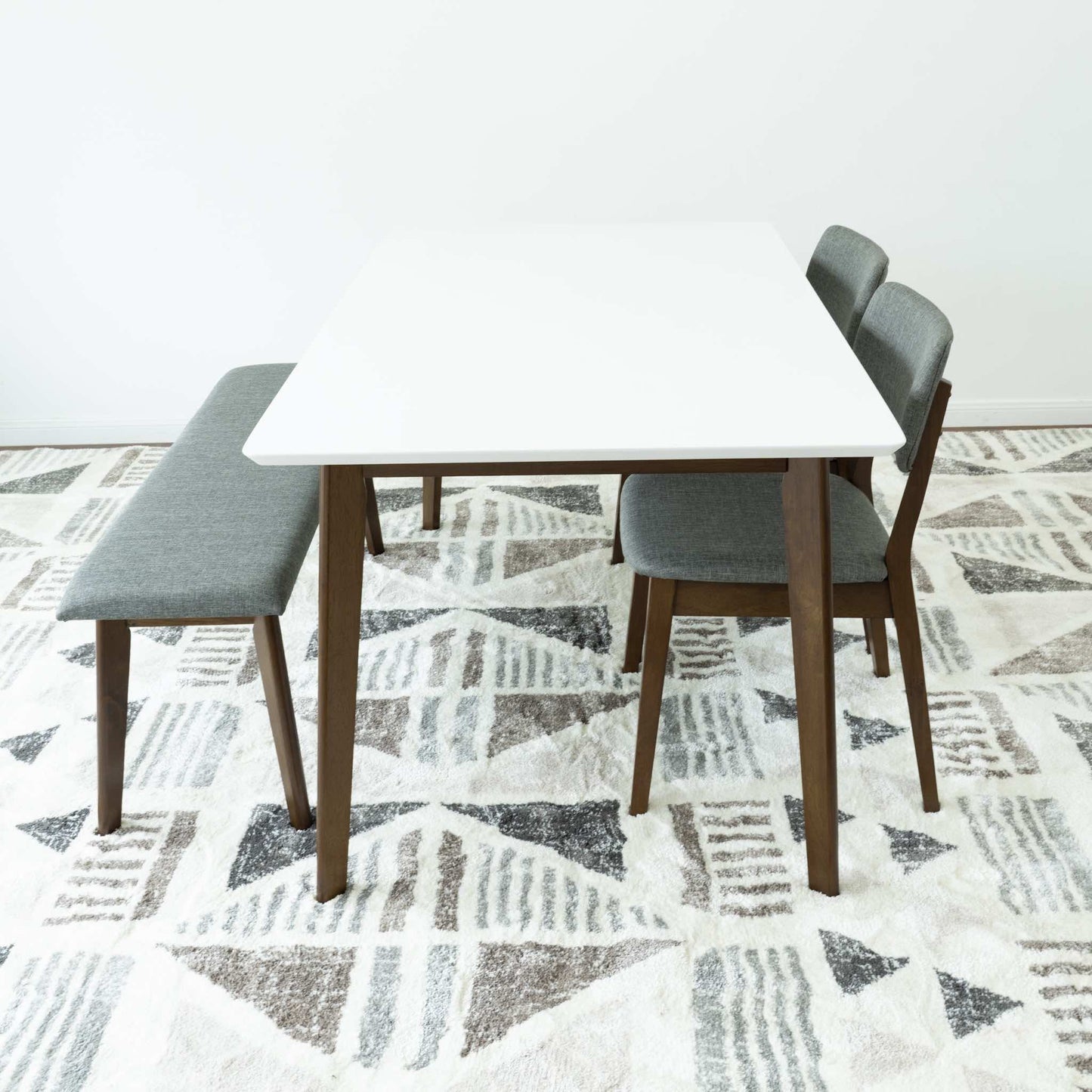 Selena Dining set with 2 Abbott Dining Chairs and 1 Abbott Bench (White)