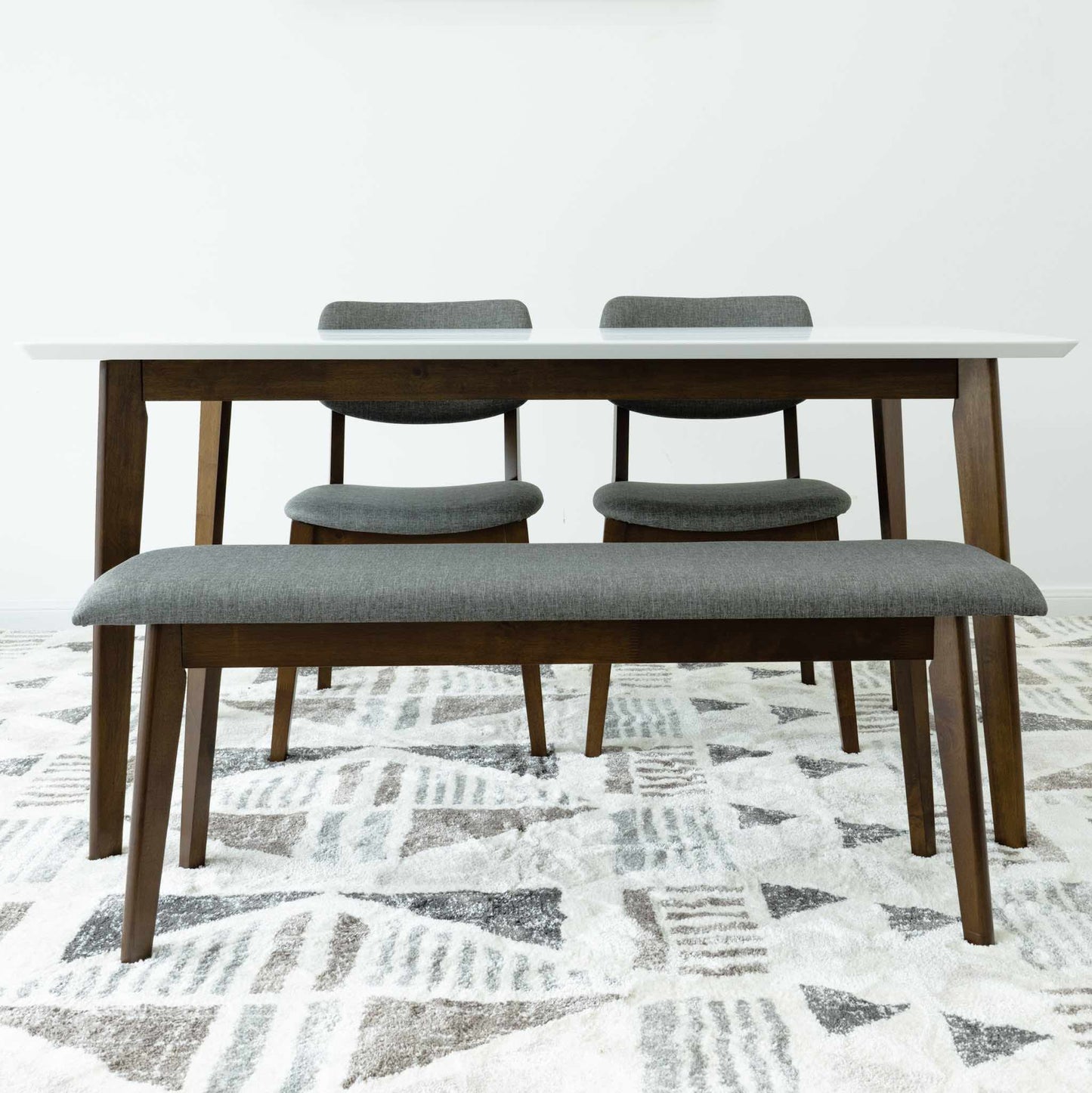 Selena Dining set with 2 Abbott Dining Chairs and 1 Abbott Bench (White)