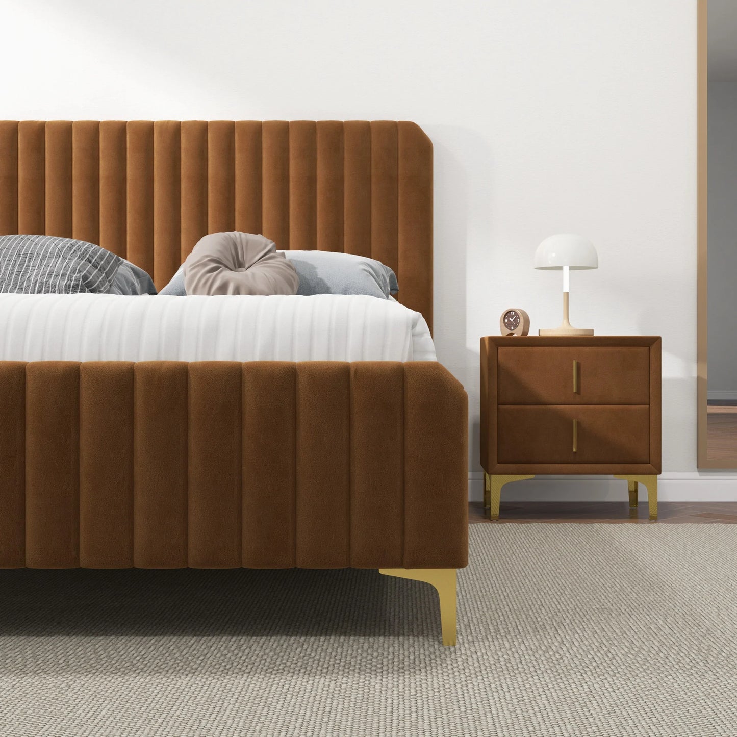 Angela Grey Velvet Platform Bed