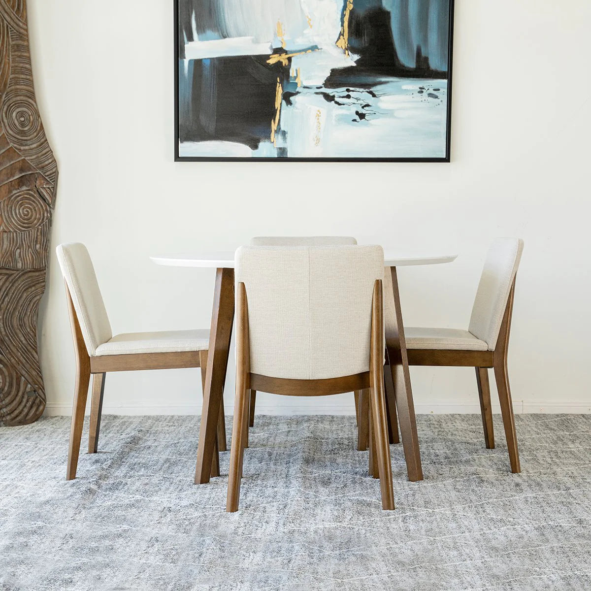 Aliana Dining set with 4 Virginia Beige Chairs (White)