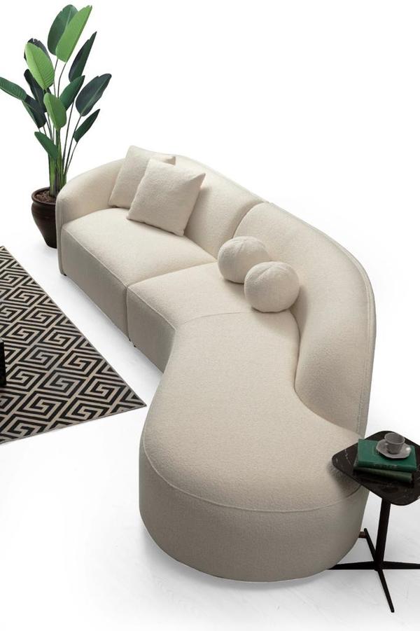 Cloe Ivory Boucle Curved Sectional