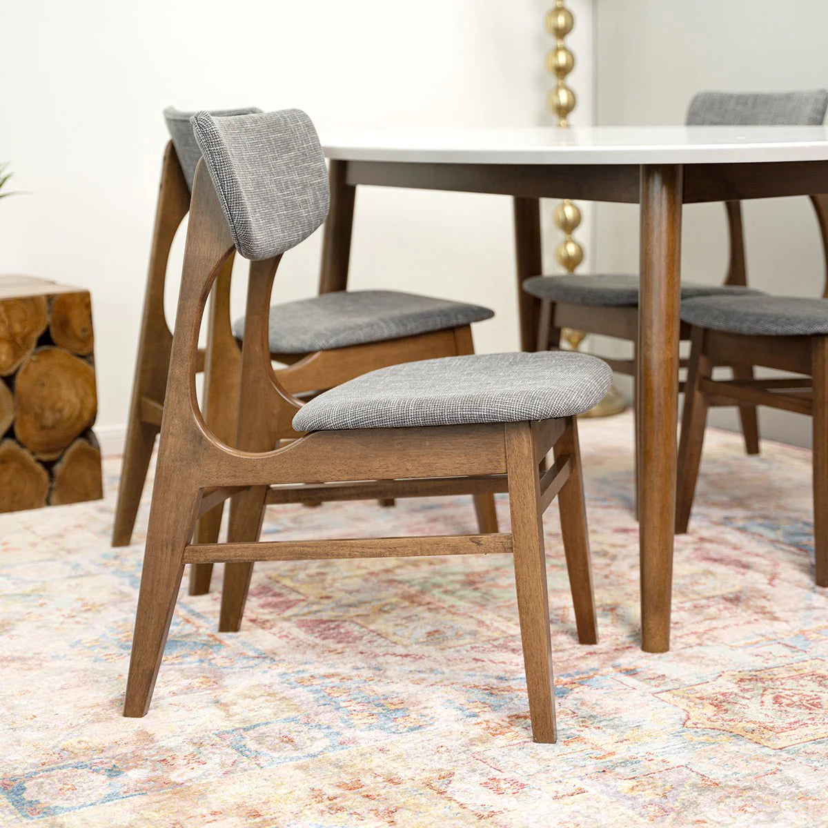 Rixos (Walnut) Oval Dining Set with 4 Collins Dining Chairs
