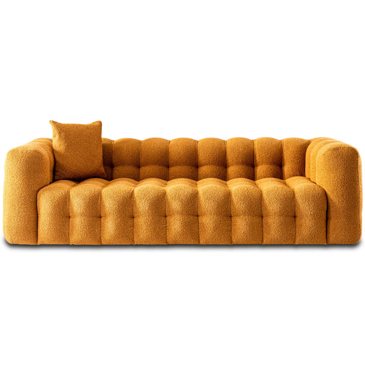 Puffydik Modern Sofa Boucle Fabric Couch in Orange